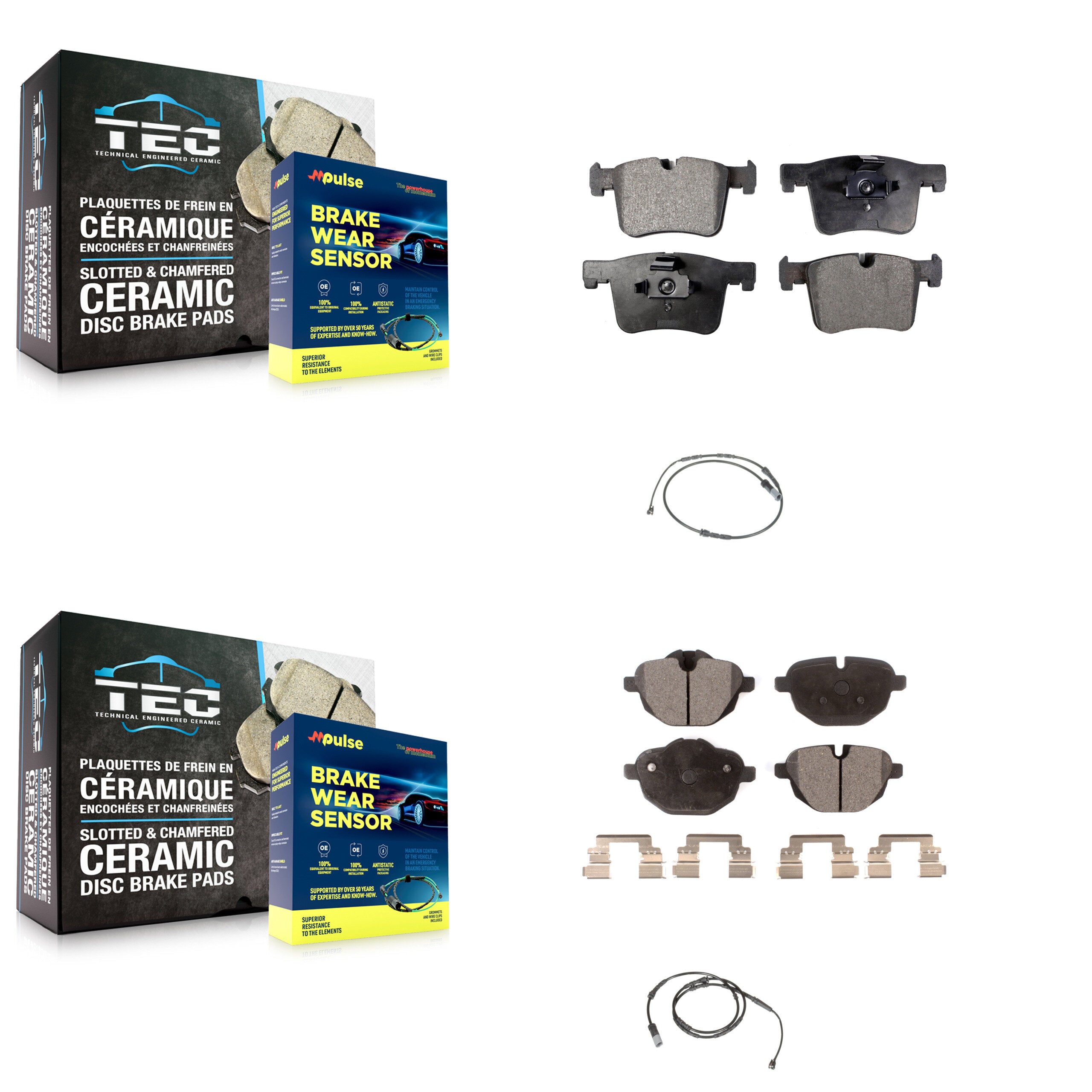 Front Rear Semi-Metallic Disc Brake Pads And Wear Sensors Kit For BMW X3 X4 KPW-100013