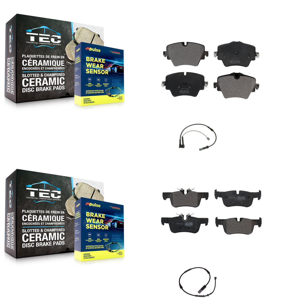 Front Rear Semi-Metallic Brake Pad & Wear Sensor Kit For BMW X1 Mini Cooper Countryman X2 KPW-100016