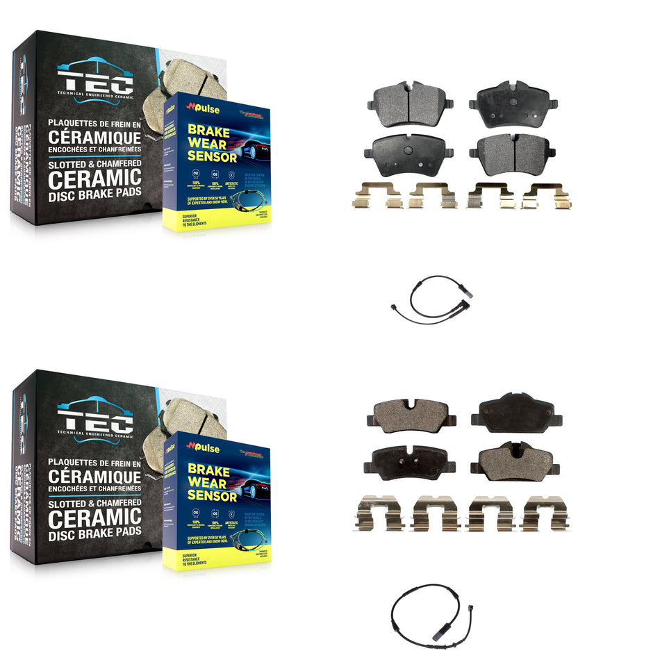 Front Rear Semi-Metallic Disc Brake Pads And Wear Sensors Kit For Mini Cooper KPW-100026