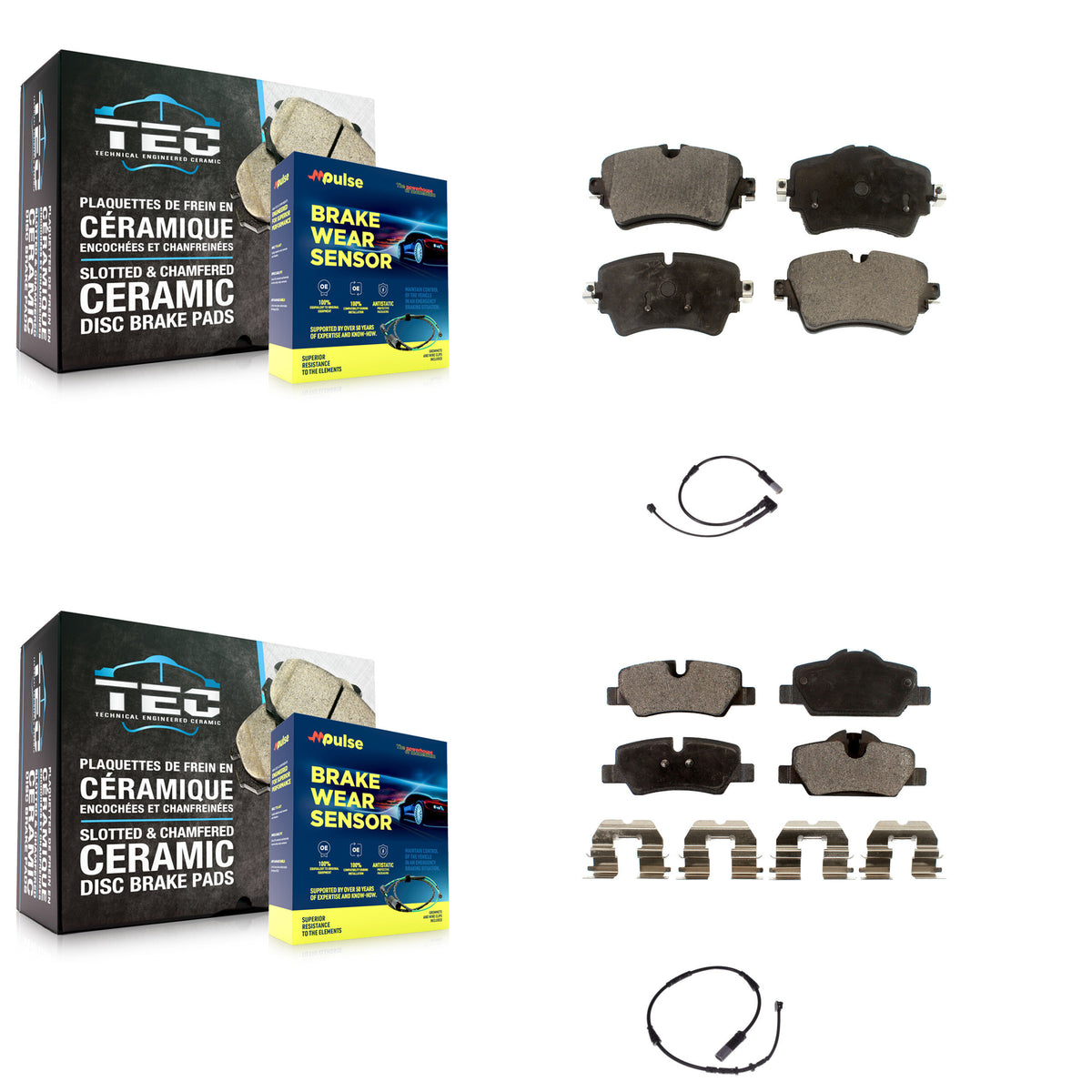 Front Rear Semi-Metallic Disc Brake Pads And Wear Sensors Kit For Mini Cooper KPW-100028