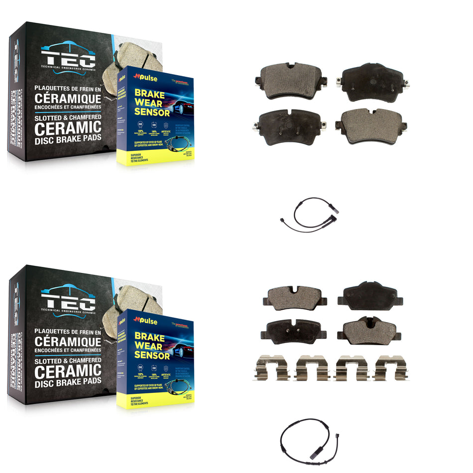 Front Rear Semi-Metallic Disc Brake Pads And Wear Sensors Kit For Mini Cooper KPW-100028