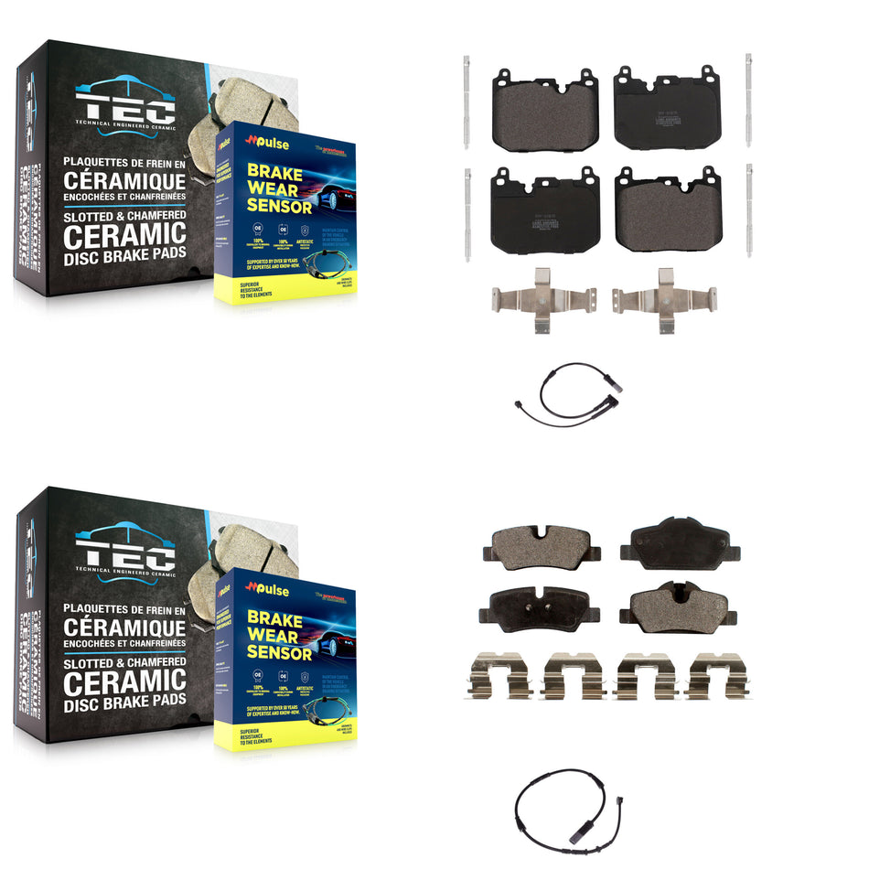 Front Rear Semi-Metallic Disc Brake Pads And Wear Sensors Kit For Mini Cooper KPW-100029