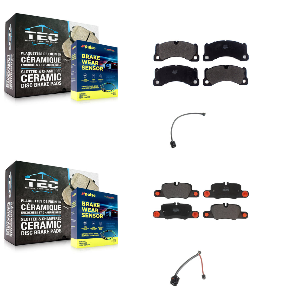 Front Rear Semi-Metallic Disc Brake Pads And Wear Sensors Kit For Porsche Panamera KPW-100037