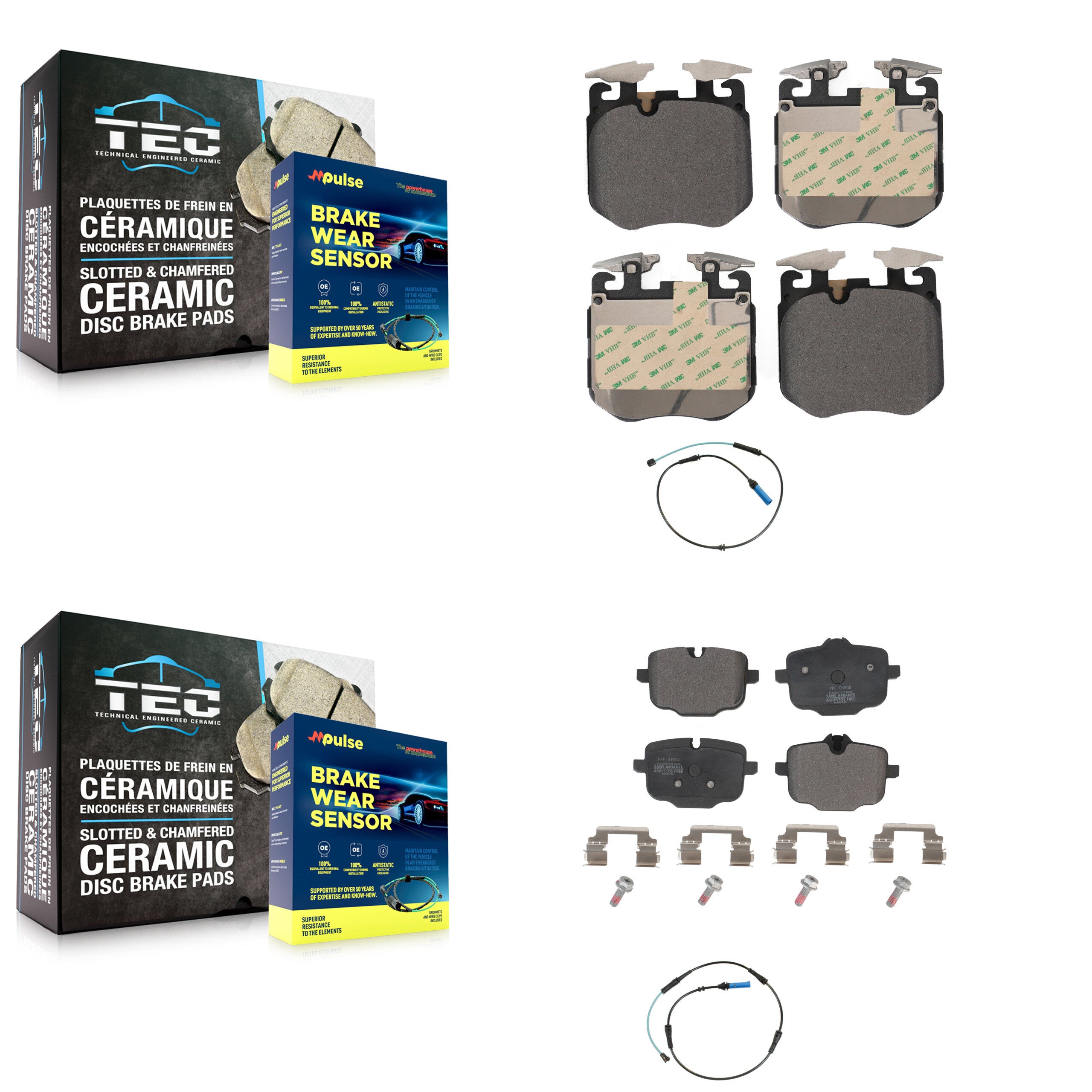 Front Rear Semi-Metallic Brake Pad Wear Sensor Kit For BMW 540i xDrive 750i M550i 740e B7 KPW-100054