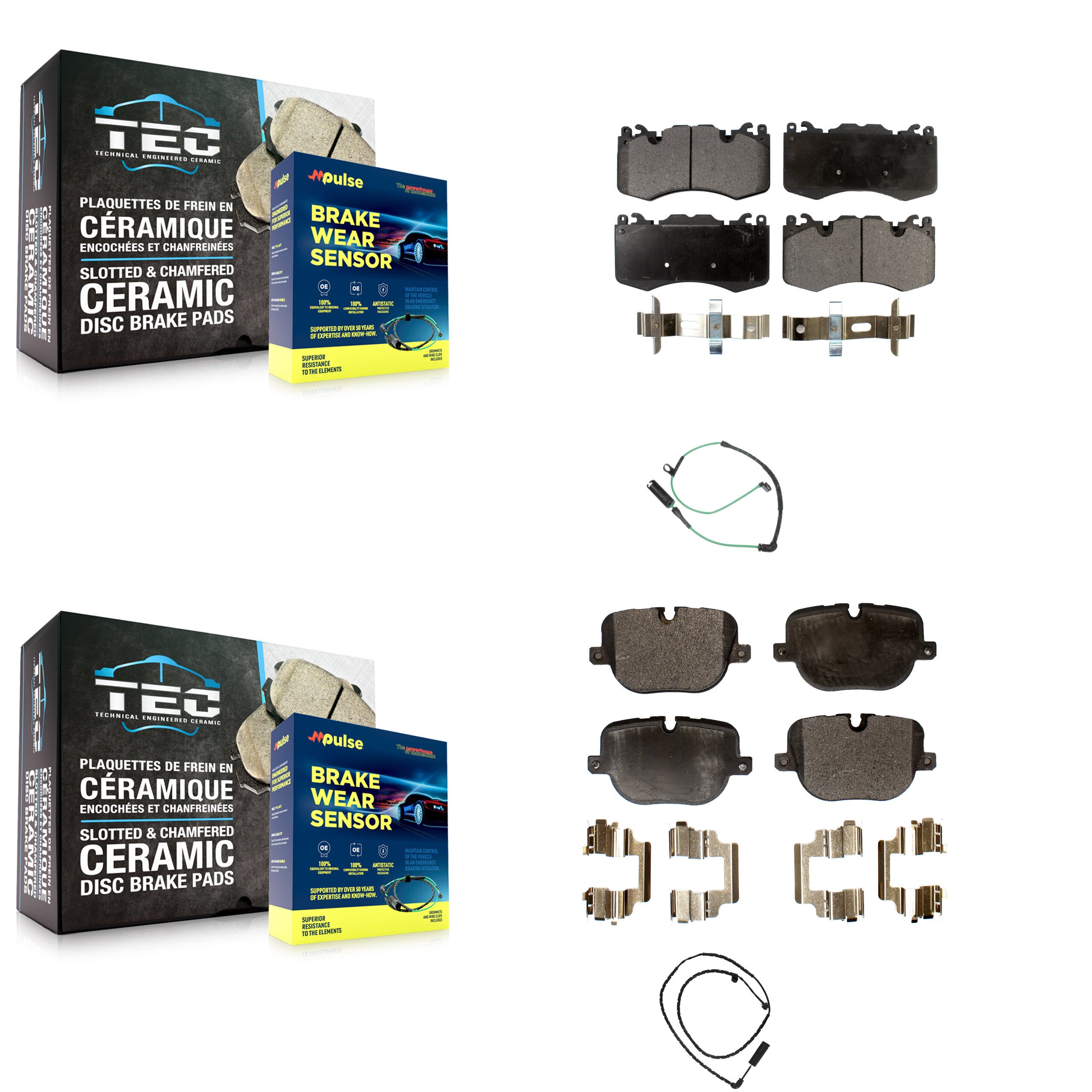 Front Rear Semi-Metallic Disc Brake Pads And Wear Sensors Kit For Land Rover Range KPW-100068