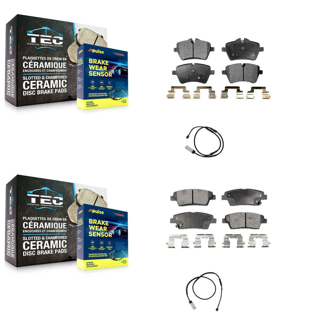Front Rear Semi-Metallic Brake Pad And Wear Sensor Kit For Mini Cooper Countryman Paceman KPW-100070
