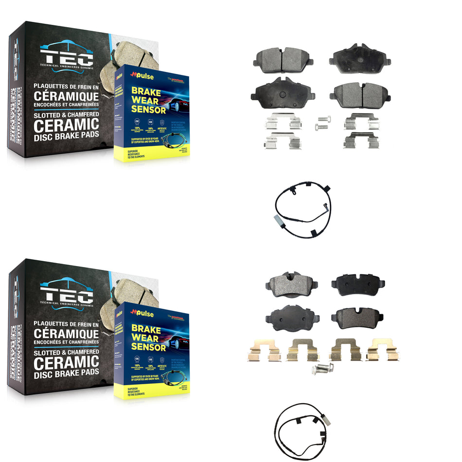 Front Rear Semi-Metallic Disc Brake Pads And Wear Sensors Kit For Mini Cooper KPW-100073