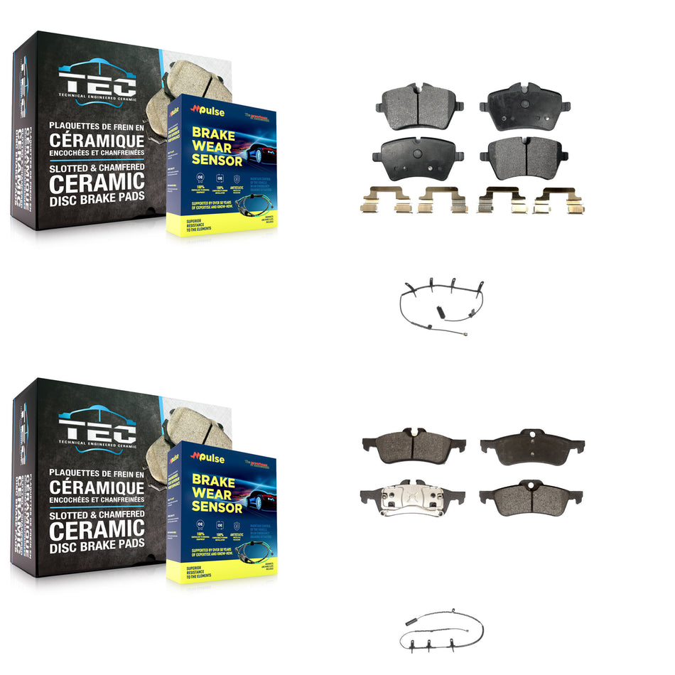 Front Rear Semi-Metallic Disc Brake Pads And Wear Sensors Kit For Mini Cooper KPW-100076