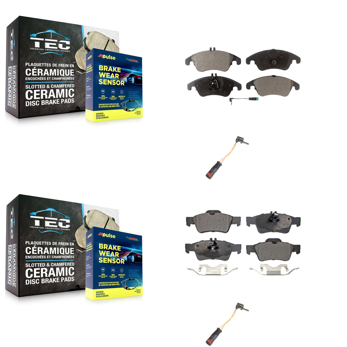 Front Rear Semi-Metallic Brake Pad Extra Wear Sensor Kit For Mercedes-Benz E350 E250 E400 KPW-100081