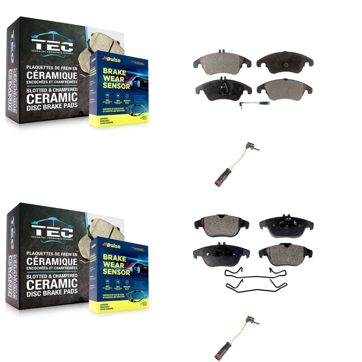 Front Rear Semi-Metallic Brake Pad Extra Wear Sensor Kit For Mercedes-Benz C300 C350 E350 KPW-100082