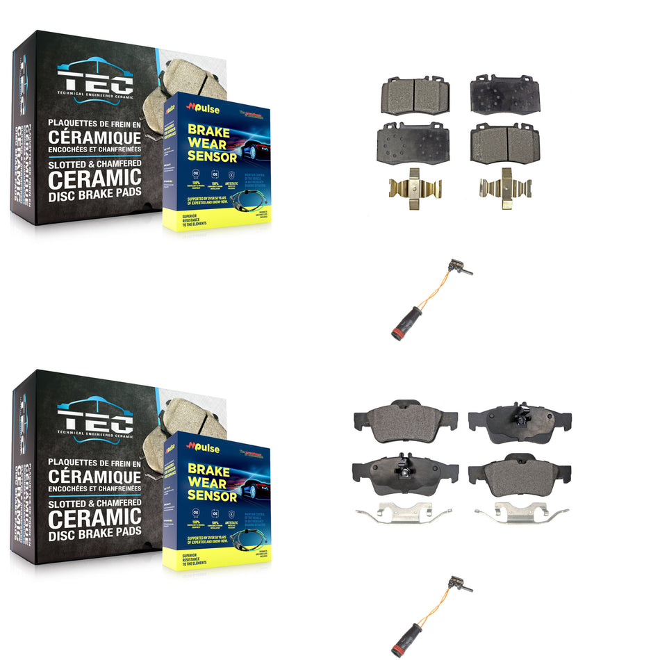 Front Rear Semi-Metallic Brake Pad And Wear Sensor Kit For Mercedes-Benz E350 SL500 SL550 KPW-100084
