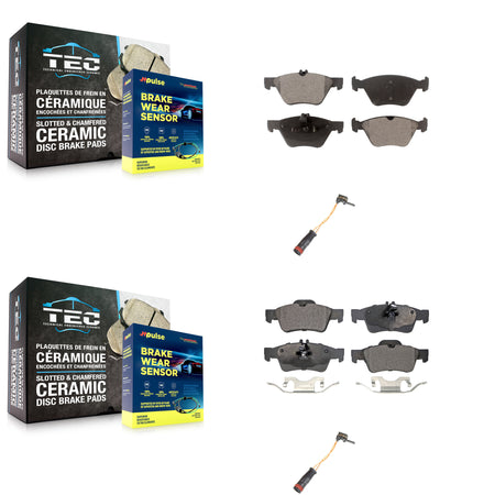 Front Rear Semi-Metallic Disc Brake Pads And Wear Sensors Kit For Mercedes-Benz E350 E300 KPW-100086