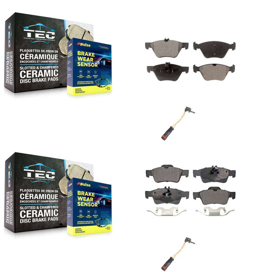 Front Rear Semi-Metallic Disc Brake Pads And Wear Sensors Kit For Mercedes-Benz E350 E300 KPW-100086