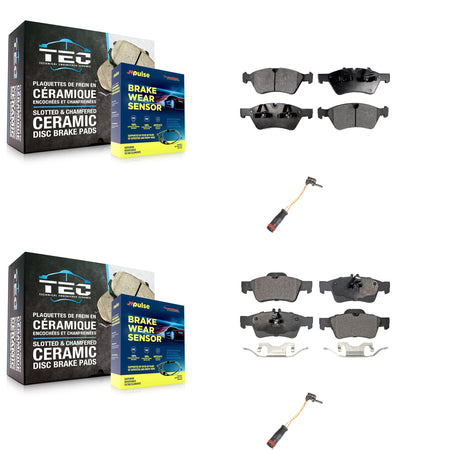 Front Rear Semi-Metallic Disc Brake Pads And Wear Sensors Kit For Mercedes-Benz E350 AWD KPW-100087