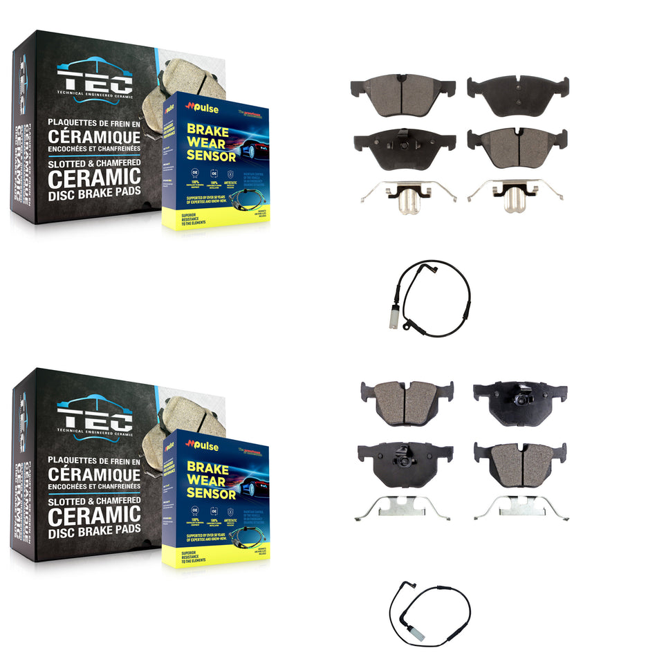 Front Rear Semi-Metallic Disc Brake Pads And Wear Sensors Kit For BMW 525i KPW-100100