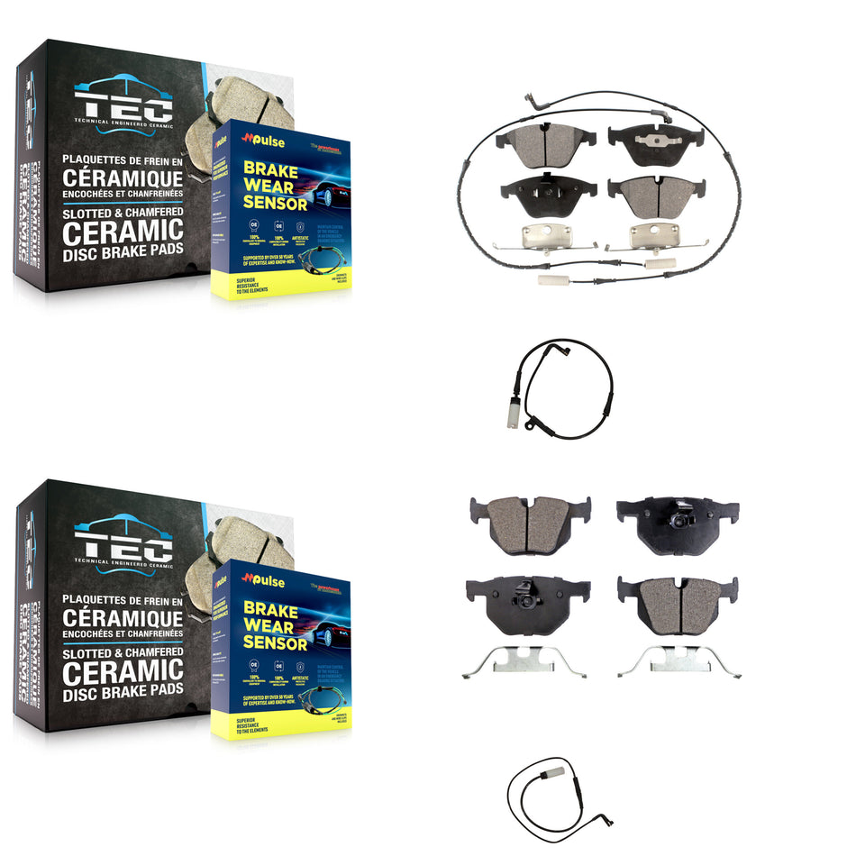 Front Rear Semi-Metallic Disc Brake Pads And Extra Wear Sensors Kit For BMW 535i xDrive KPW-100103
