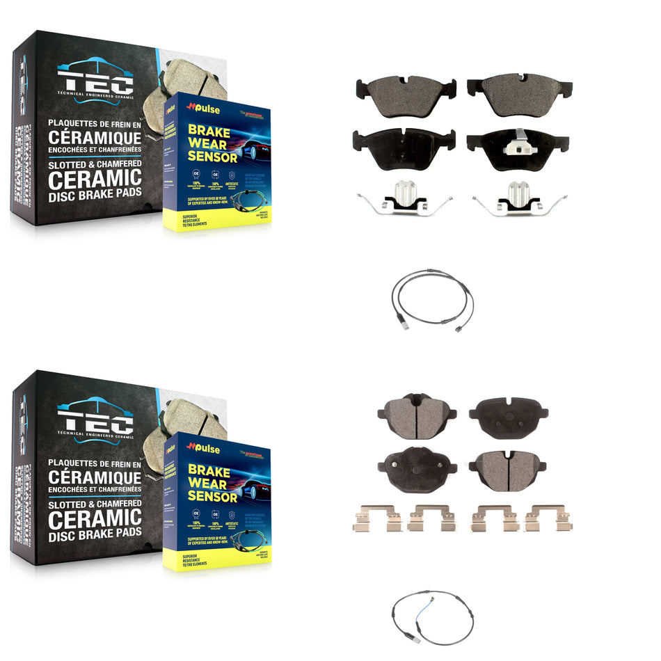Front Rear Semi-Metallic Disc Brake Pads And Wear Sensors Kit For BMW 528i KPW-100107