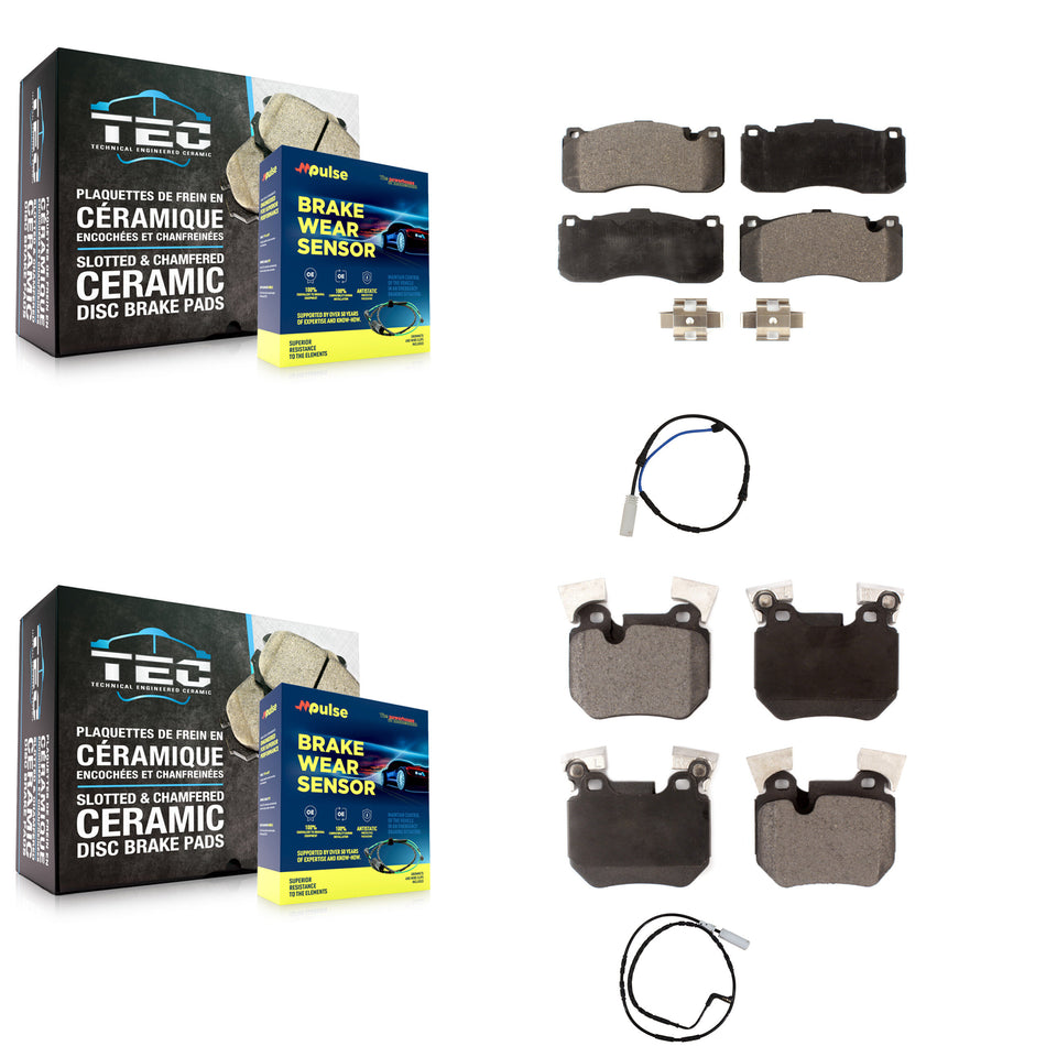 Front Rear Semi-Metallic Disc Brake Pads And Wear Sensors Kit For BMW 135i 135is 3.0L KPW-100113