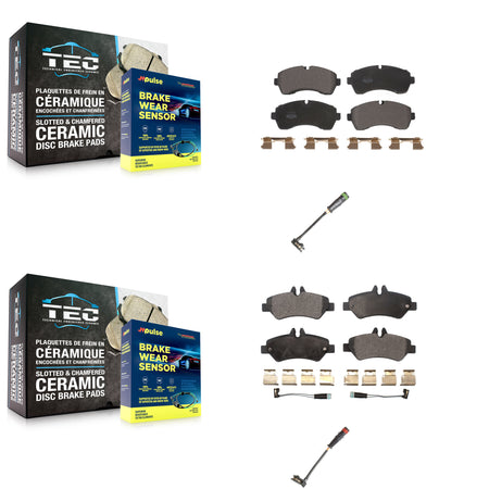 Front Rear Semi-Metallic Brake Pads Extra Wear Sensor Kit For Mercedes-Benz Sprinter 3500 KPW-100123