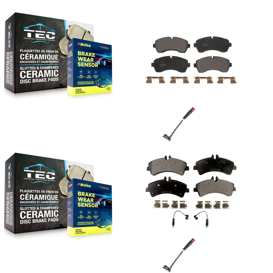 Front Rear Semi-Metallic Brake Pads Extra Wear Sensor Kit For 09 Dodge Sprinter 3500 3.0L KPW-100124