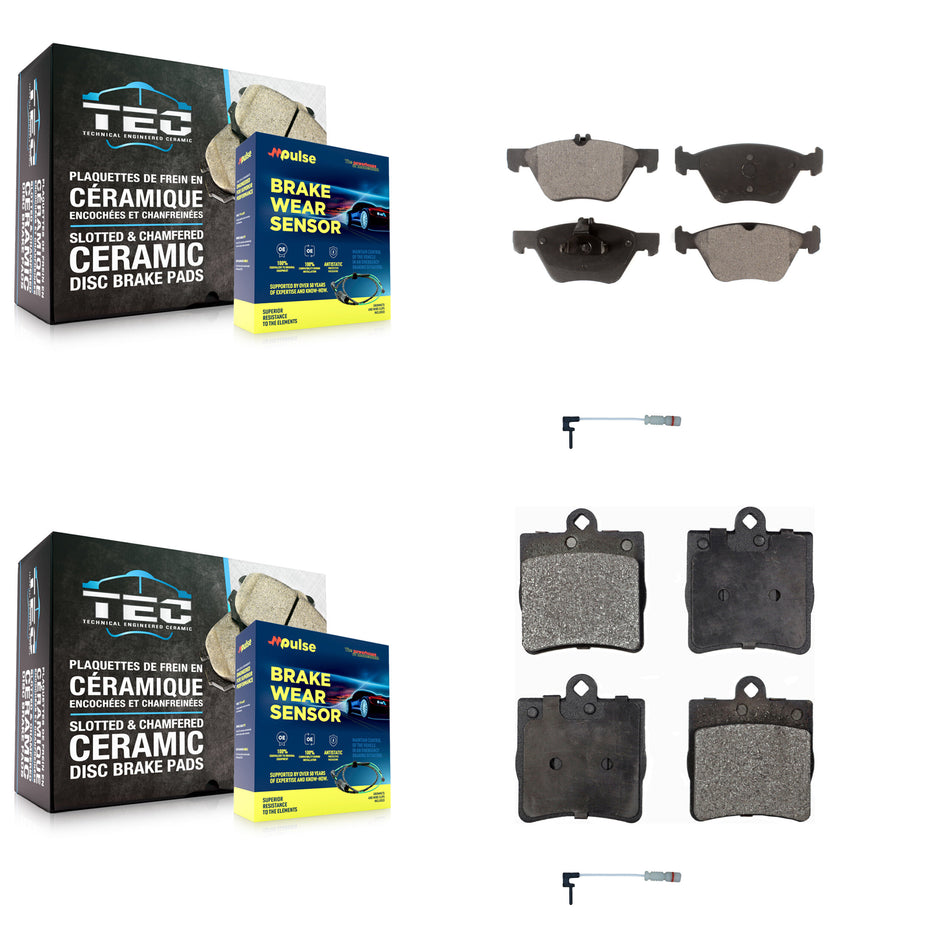 Front Rear Semi-Metallic Disc Brake Pads And Wear Sensors Kit For Chrysler Crossfire KPW-100126