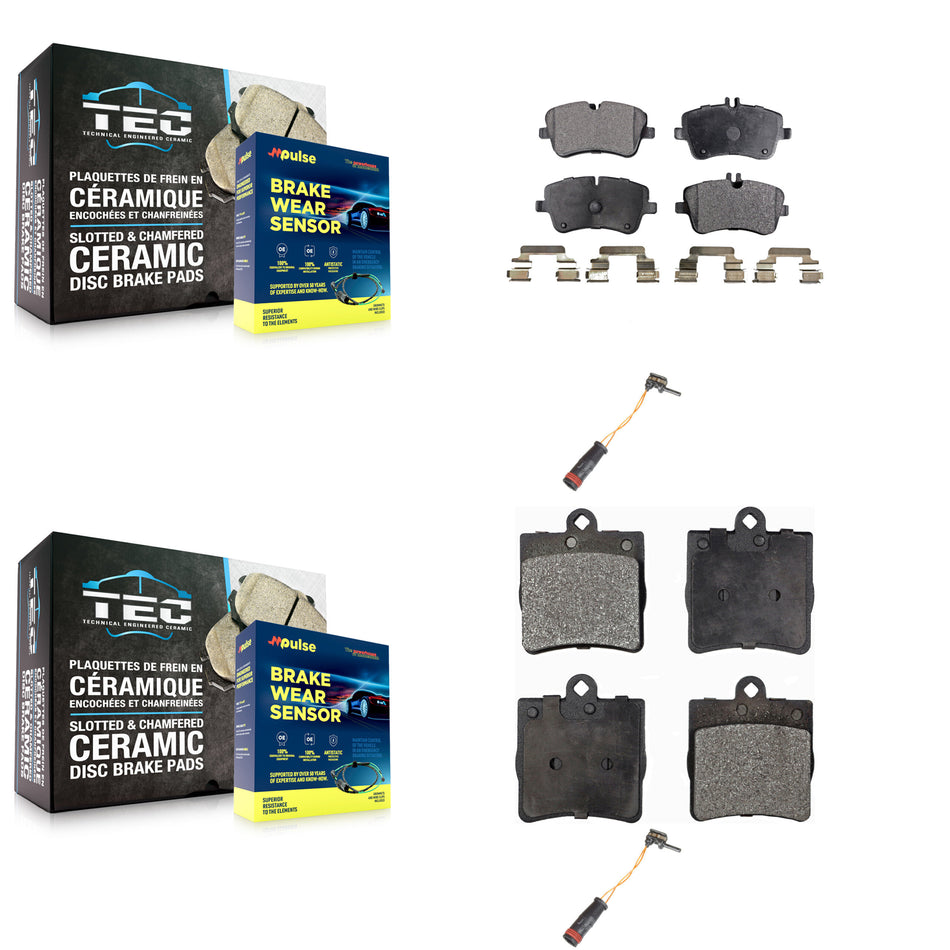 Front Rear Semi-Metallic Disc Brake Pads And Wear Sensors Kit For Mercedes-Benz C230 C240 KPW-100127