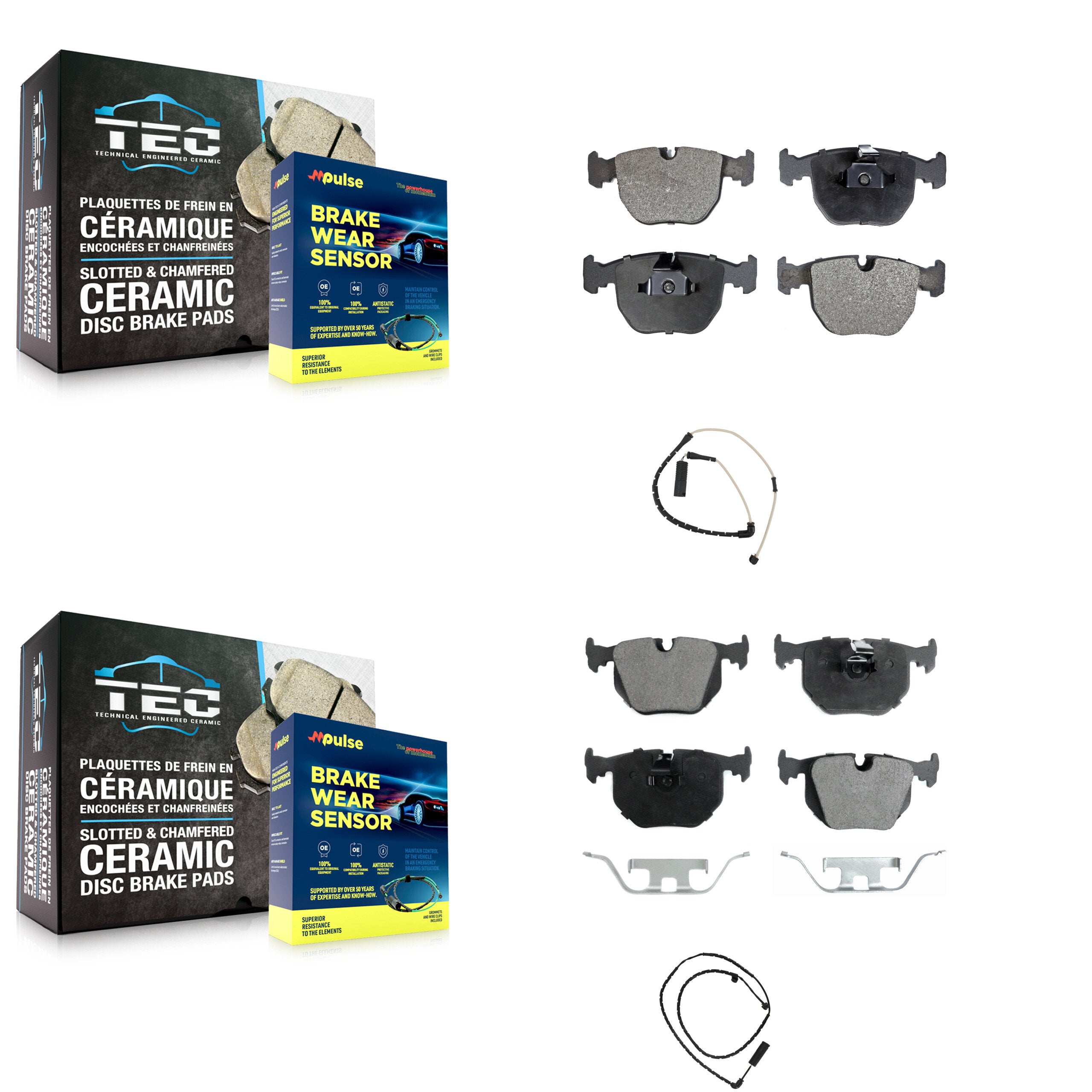 Front Rear Semi-Metallic Disc Brake Pads And Wear Sensors Kit For Land Rover Range KPW-100132