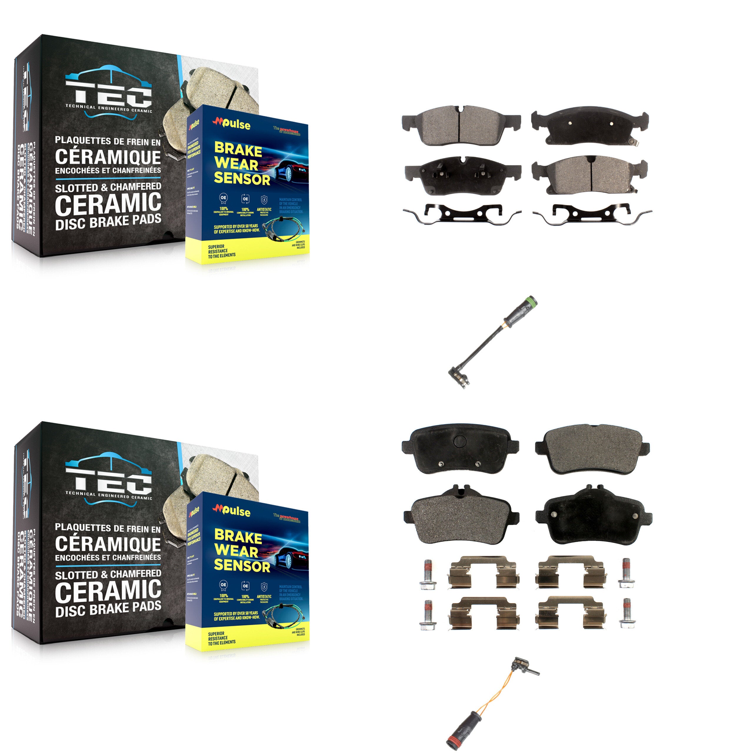 Front Rear Semi-Metallic Brake Pads Wear Sensor Kit For Mercedes-Benz GLE400 GL350 GLS450 KPW-100140