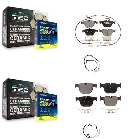 Front Rear Semi-Metallic Brake Pads & Extra Wear Sensor Kit For BMW 750i 750Li 745i 745Li KPW-100142