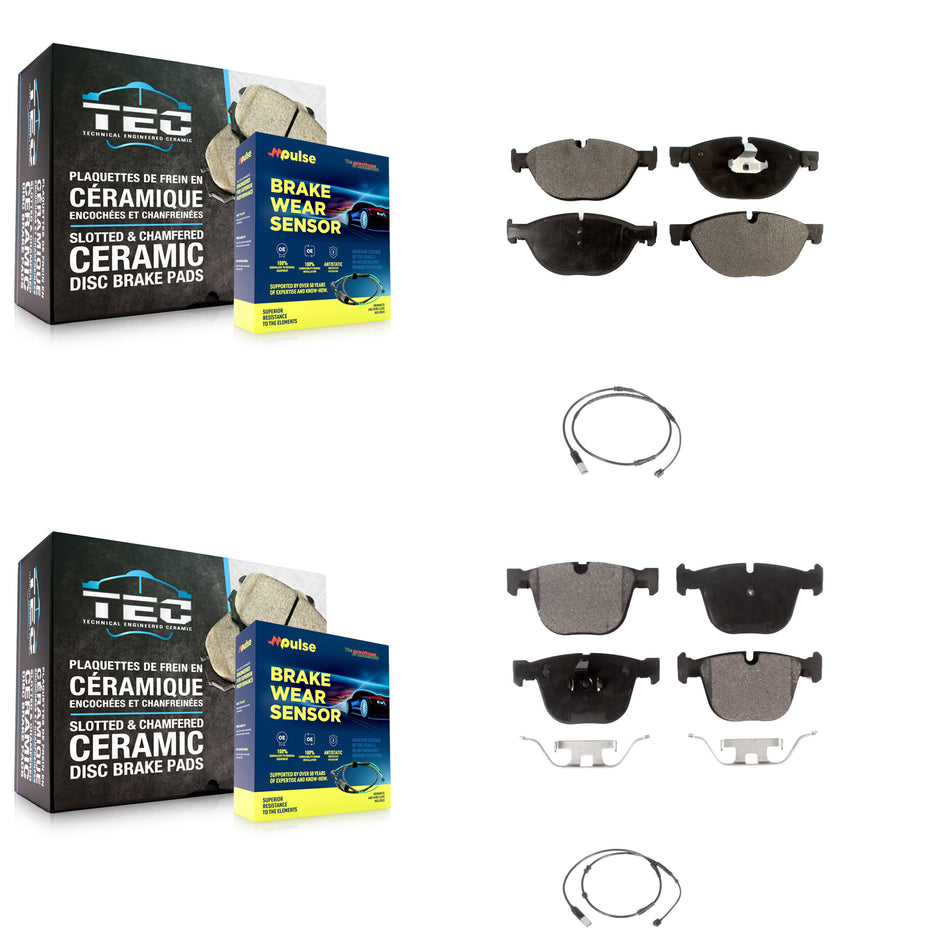 Front Rear Semi-Metallic Disc Brake Pads And Wear Sensor Kit For 2012 BMW 750i GAS engine KPW-100143