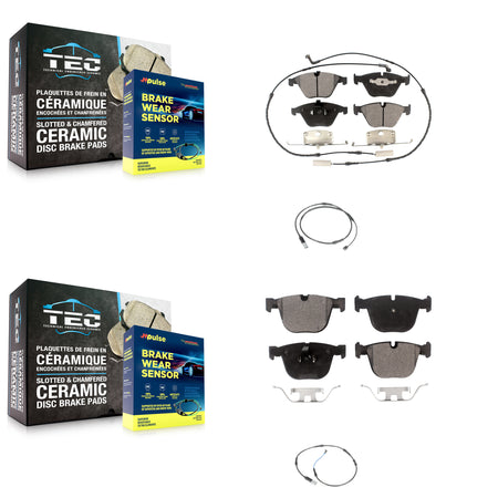 Front Rear Semi-Metallic Brake Pad Extra Wear Sensor Kit For 2010 BMW 535i Base with 3.0L KPW-100149