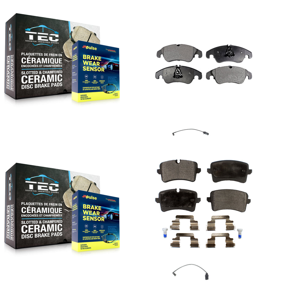 Front Rear Semi-Metallic Disc Brake Pads And Wear Sensors Kit For Audi A6 Quattro KPW-100154