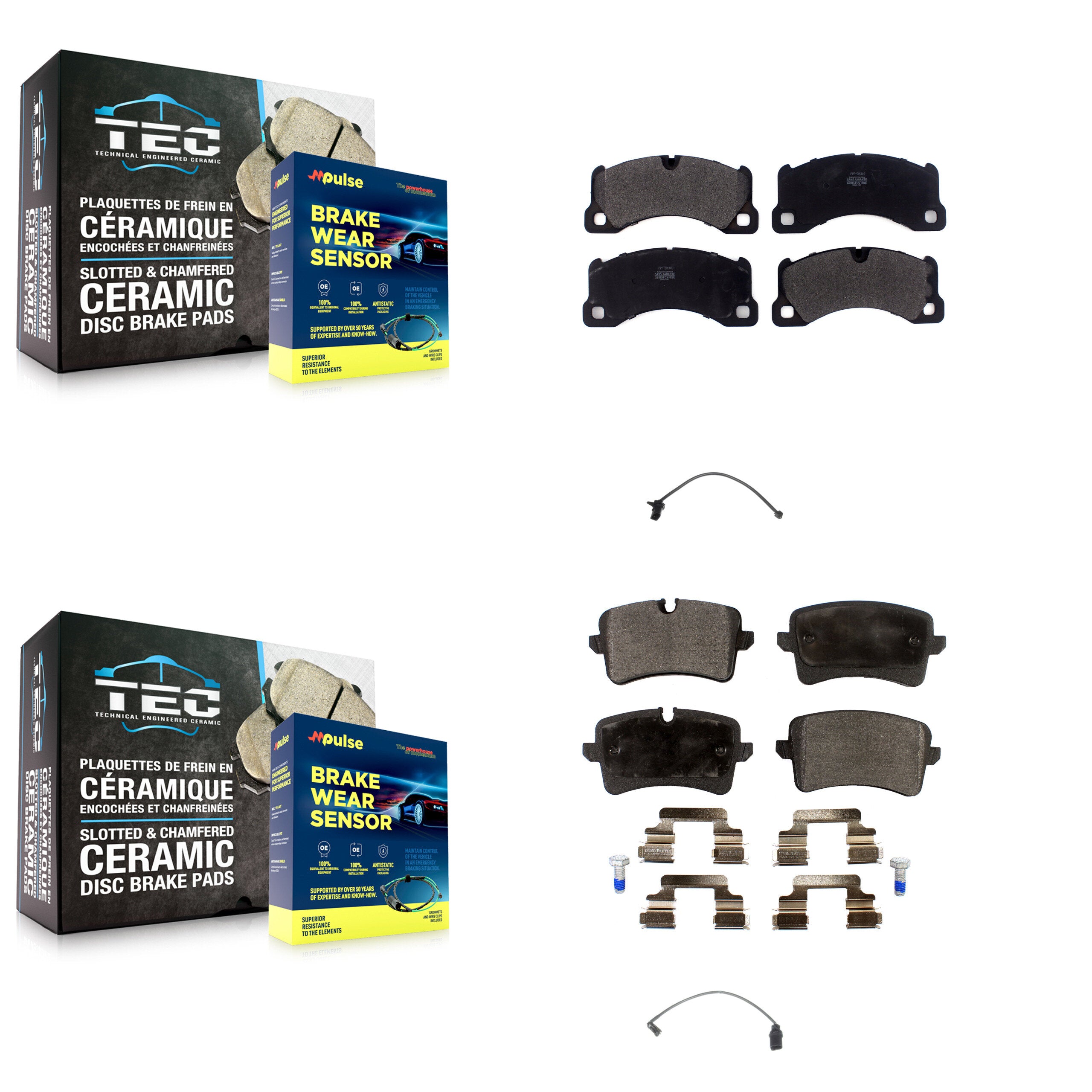 Front Rear Semi-Metallic Brake Pad Wear Sensor Kit For Porsche Macan except Ceramic Rotor KPW-100156