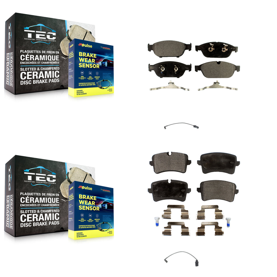 Front Rear Semi-Metallic Disc Brake Pads And Wear Sensors Kit For Audi A6 Quattro KPW-100163