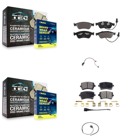 Front Rear Semi-Metallic Disc Brake Pads And Extra Wear Sensors Kit For 2011 Audi S6 5.2L KPW-100170