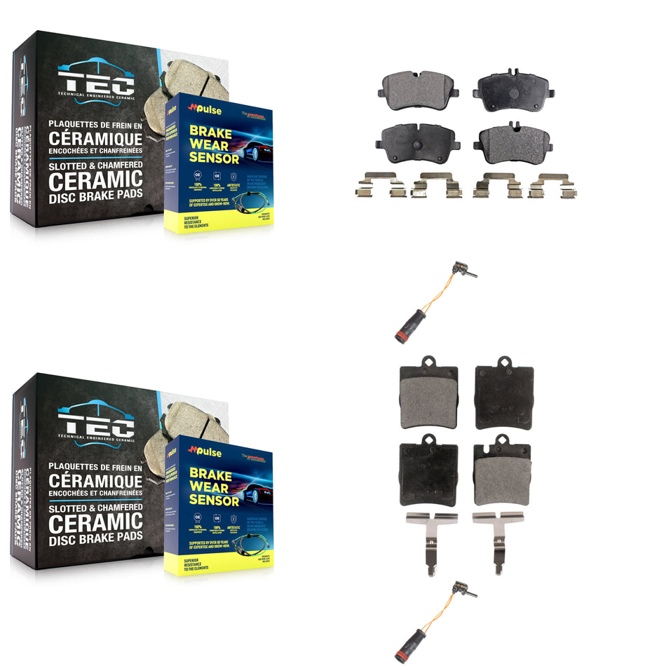 Front Rear Semi-Metallic Brake Pad And Wear Sensor Kit For Mercedes-Benz C280 C320 CLK320 KPW-100173