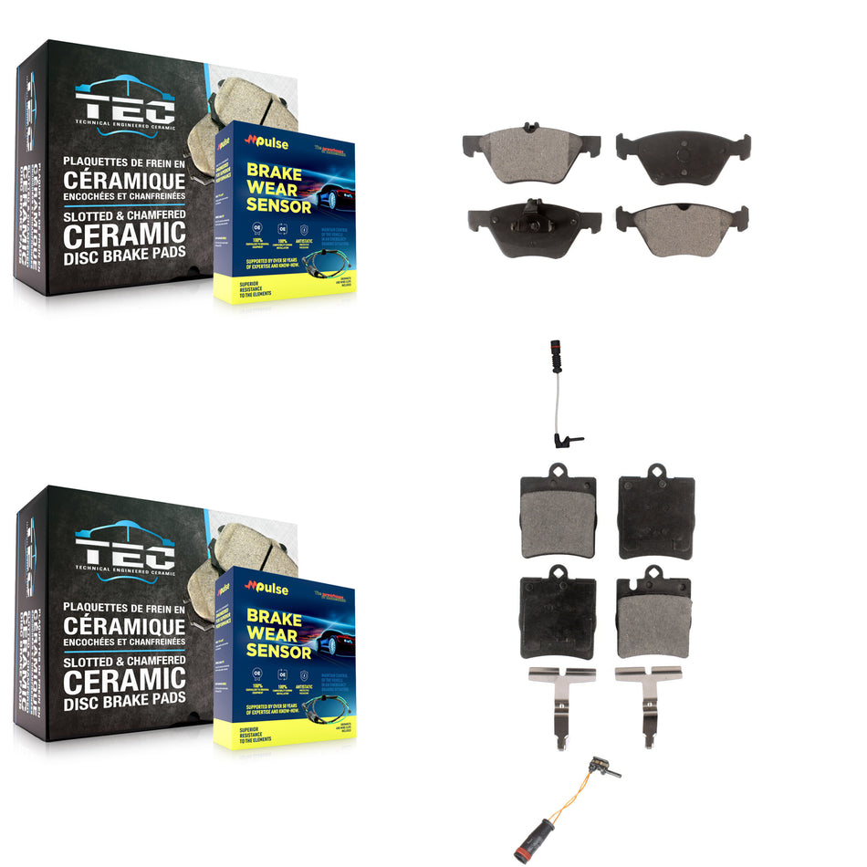 Front Rear Semi-Metallic Disc Brake Pads And Wear Sensors Kit For Mercedes-Benz CLK320 KPW-100175