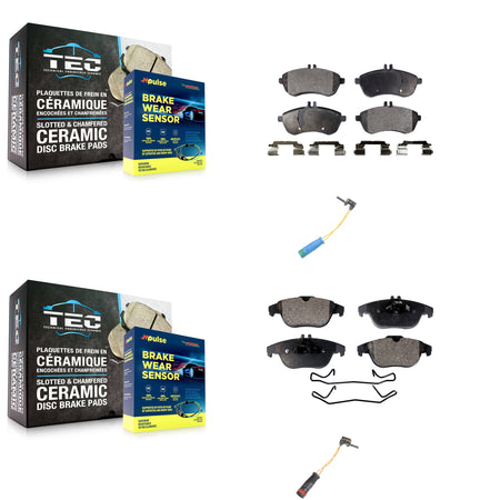 Front Rear Semi-Metallic Disc Brake Pads Wear Sensor Kit For 2012 Mercedes-Benz C250 1.8L KPW-100181