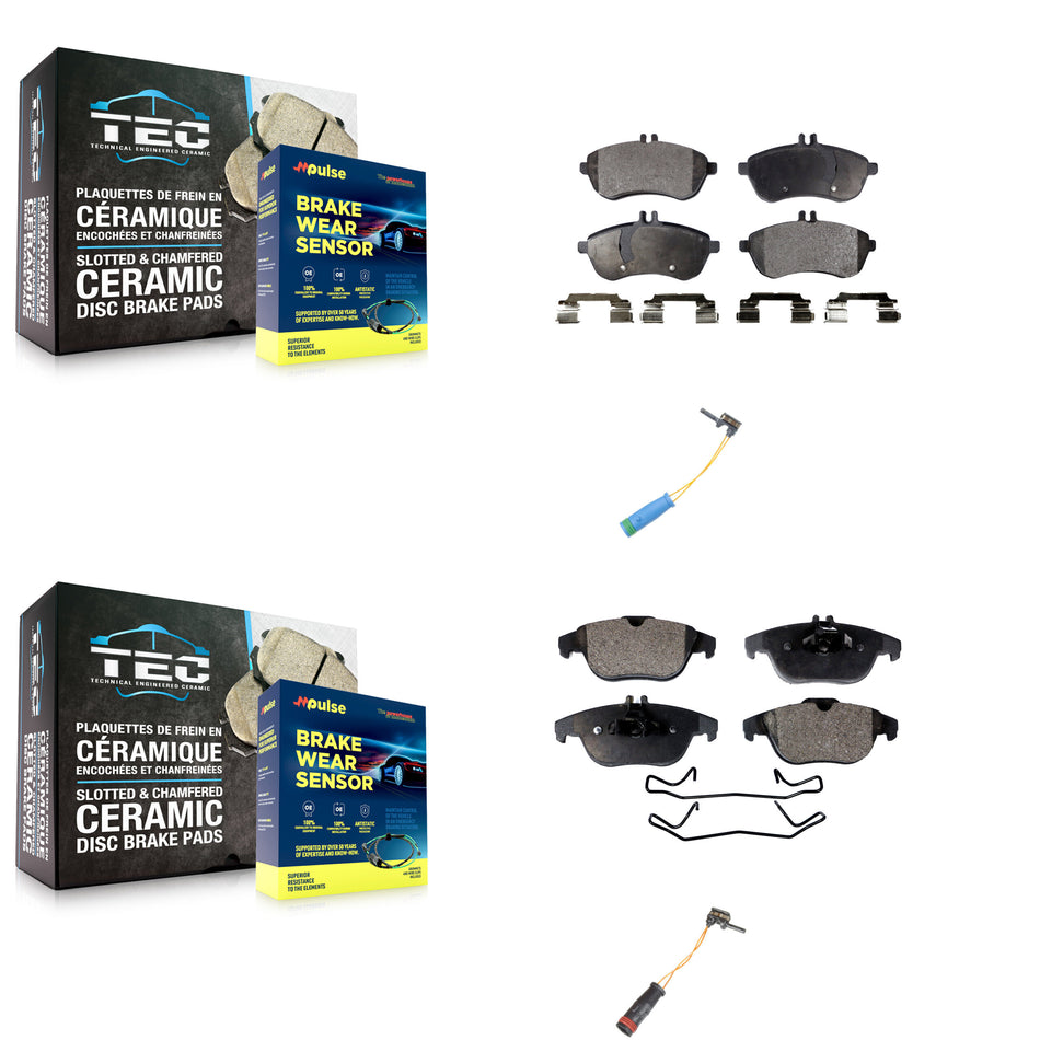 Front Rear Semi-Metallic Disc Brake Pads Wear Sensor Kit For 2012 Mercedes-Benz C250 1.8L KPW-100181