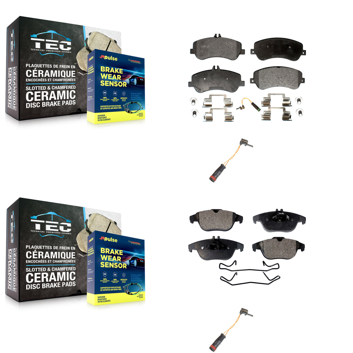 Front Rear Semi-Metallic Brake Pads Extra Wear Sensor Kit For Mercedes-Benz GLK350 GLK250 KPW-100182