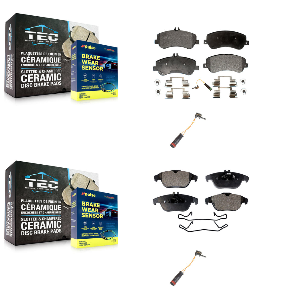 Front Rear Semi-Metallic Brake Pads Extra Wear Sensor Kit For Mercedes-Benz GLK350 GLK250 KPW-100182