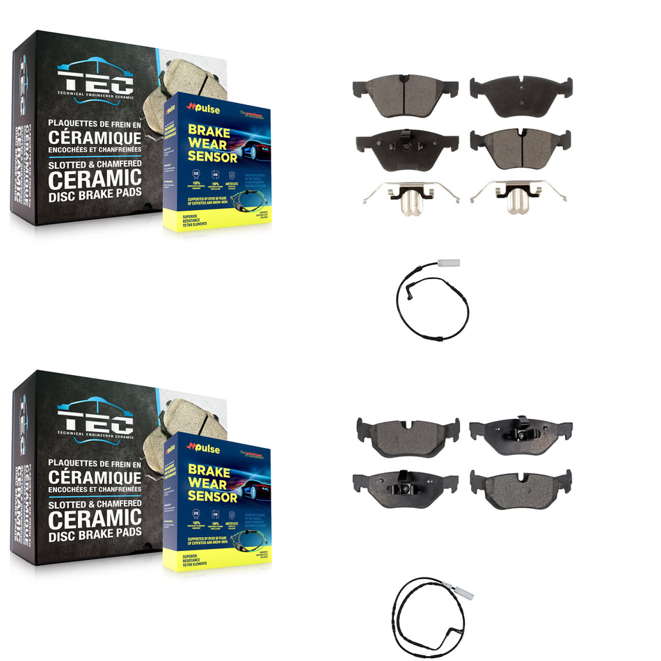Front Rear Semi-Metallic Disc Brake Pads And Wear Sensors Kit For BMW 128i 328i 323i 325i KPW-100193