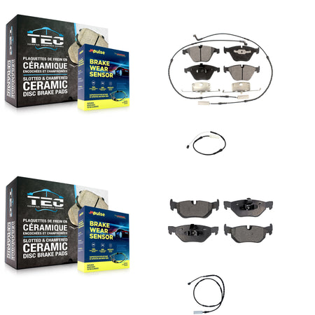 Front Rear Semi-Metallic Disc Brake Pads And Extra Wear Sensors Kit For BMW 328i xDrive KPW-100196