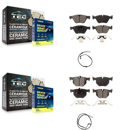 Front Rear Semi-Metallic Disc Brake Pads And Wear Sensors Kit For 2006 BMW 330i KPW-100198