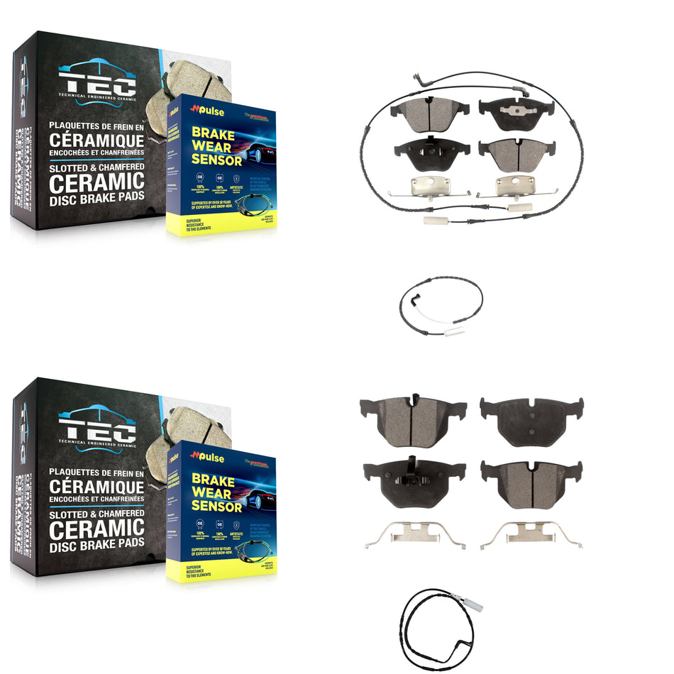 Front Rear Semi-Metallic Brake Pad & Extra Wear Sensor Kit For 09-10 BMW 335i xDrive 3.0L KPW-100200