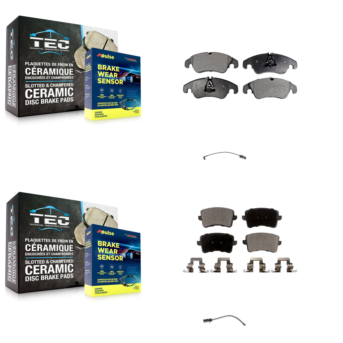 Front Rear Semi-Metallic Disc Brake Pads And Wear Sensors Kit For Audi Q5 KPW-100203