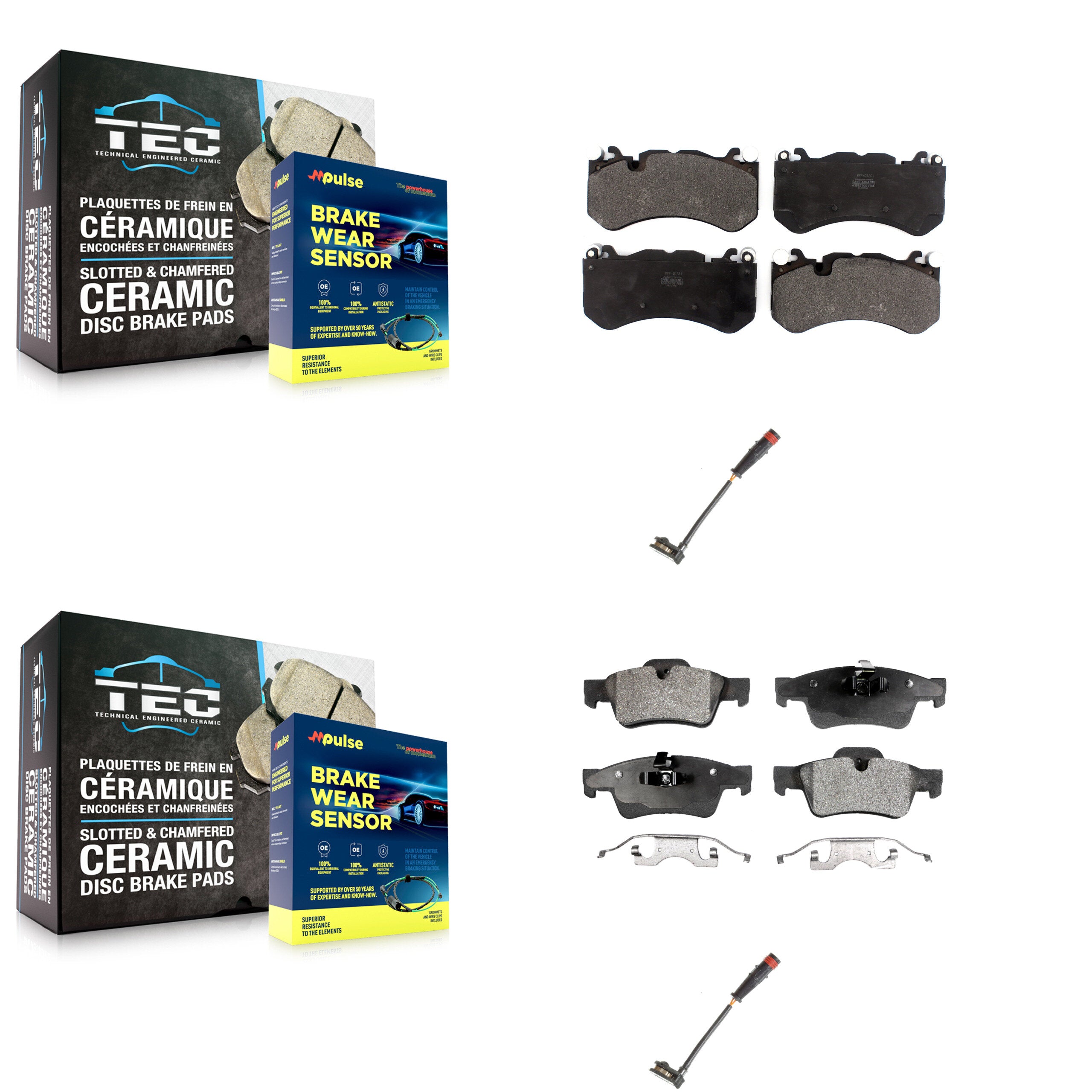 Front Rear Semi-Metallic Disc Brake Pads And Wear Sensors Kit For Mercedes-Benz G63 AMG KPW-100207