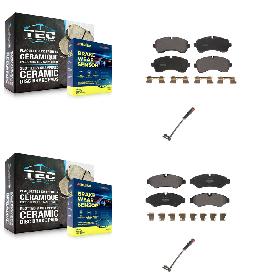 Front Rear Semi-Metallic Brake Pad & Wear Sensor Kit For Mercedes-Benz Sprinter 2500 1500 KPW-100210