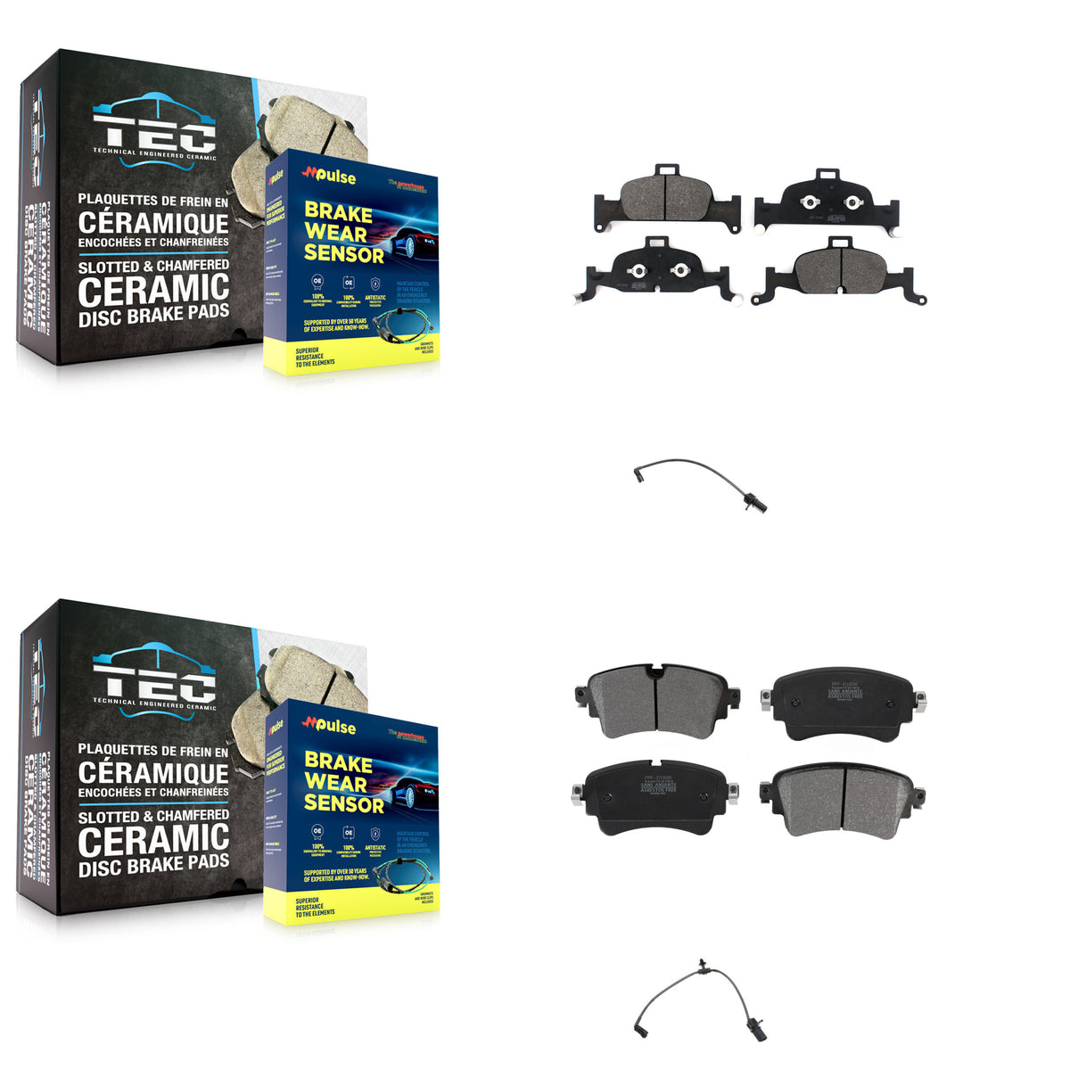 Front Rear Semi-Metallic Disc Brake Pads Wear Sensor Kit For Audi A4 Quattro A5 Sportback KPW-100213