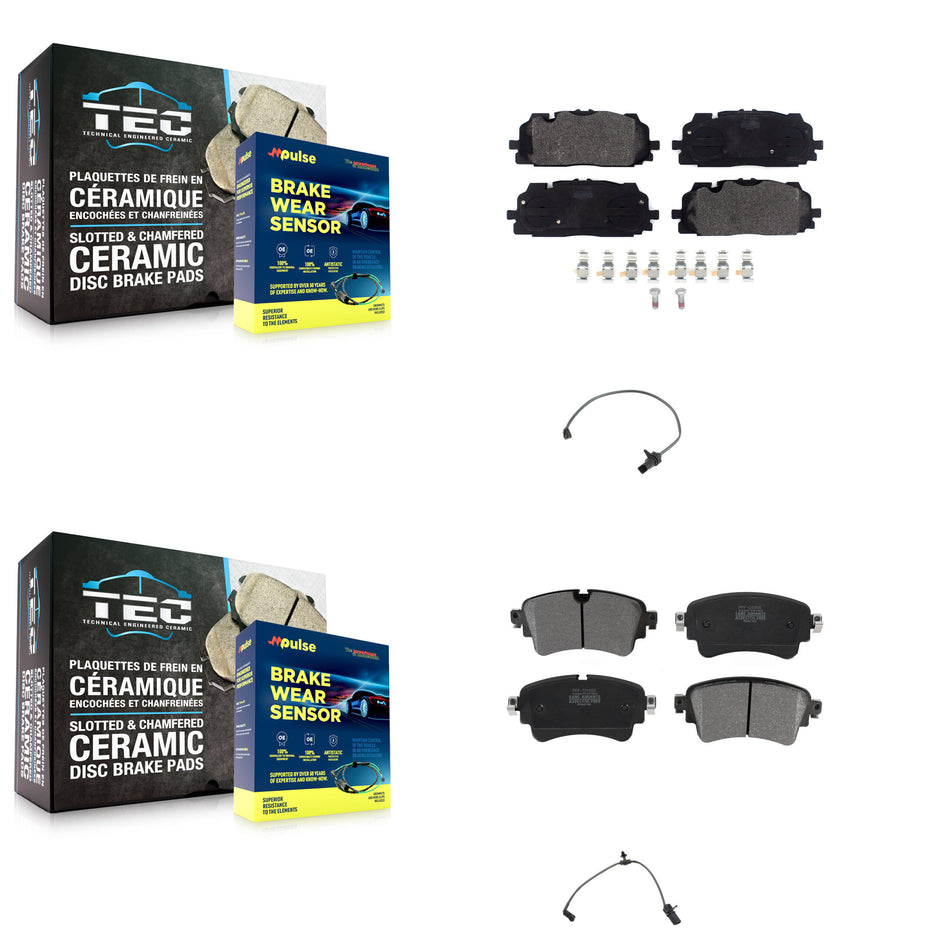 Front Rear Semi-Metallic Disc Brake Pads And Wear Sensors Kit For Audi S5 Sportback S4 KPW-100214